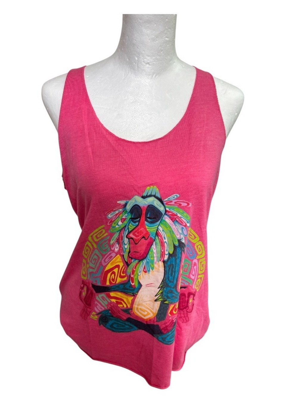 Her universe lion king Pink Graphic Tank Top with Colorful Baboon Print